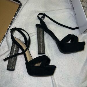 Fashion Nova Black Heels with Silver Accents